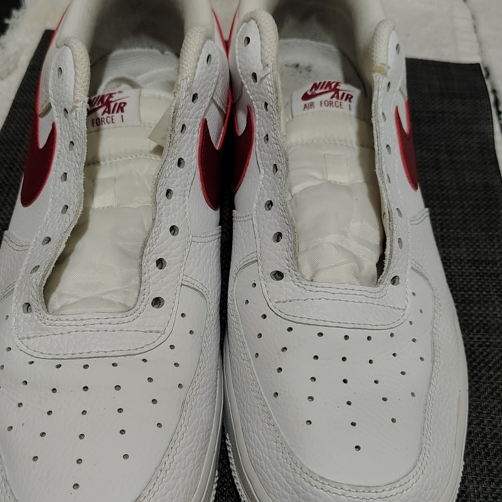 Nike Air Force 1 Men's White and Maroon Shoes